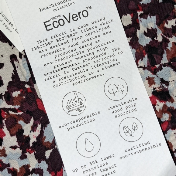 BeachLunchLounge Size S Red White Floral Print Button Down Shirt NWT ECO B38#4 - Picture 5 of 14